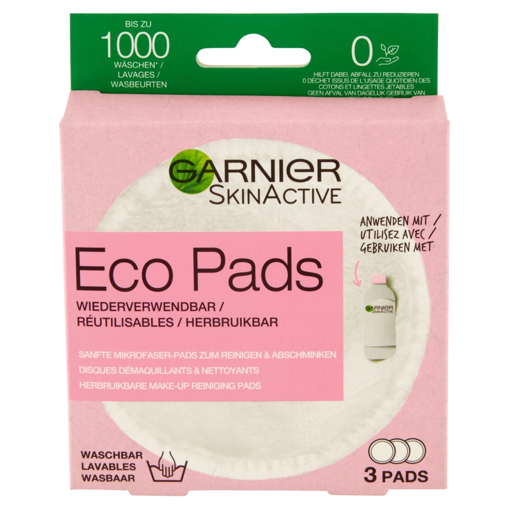 Garnier SkinActive Dischetti Ecologici Struccanti in Microfibra EcoPads, Lavabili e Riutilizzabili